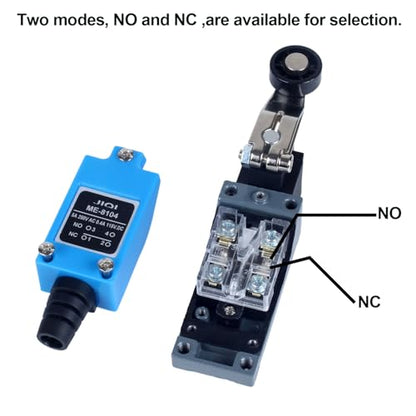 Momentary Limit Switch Travel Switch, Featuring a Side-Rotating Roller Actuator, NO and NC self-resetting momentary Switch(4PCS). - style: ME-8104