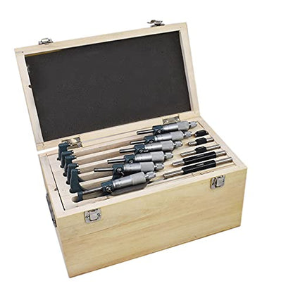 6-Pack 0-6 Inch Outside Micrometer & Accessories, Professional 0.0001 Precision Graduation W/Carbide Tips, Machinist Tool Set Industrial Tools