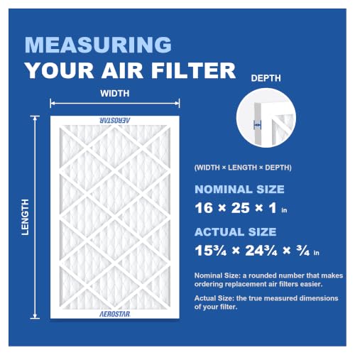 Aerostar Air Filter 16x25x1 MERV 8 AC Filter, Furnace Filter, 12 Pack