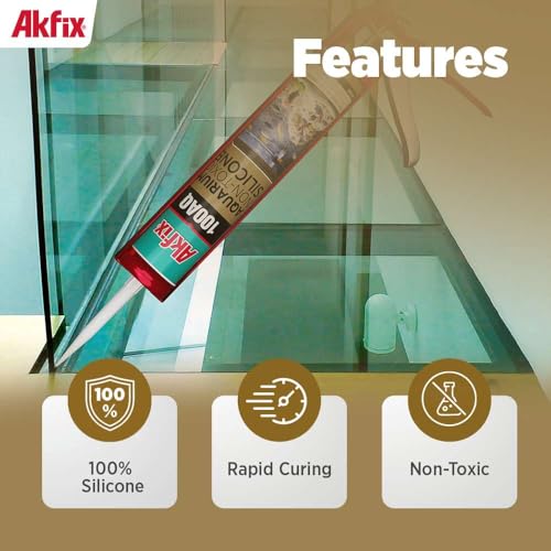 Akfix 100AQ Aquarium Sealant Black (1x10.1 fl. oz.) – 100% Waterproof, Fish-Safe, High-Speed Curing and Strong Adhesion, Non-Toxic Glass Adhesive for Aquarium Repair | Black, 1 Pack - color: Black, size: 1 Pack