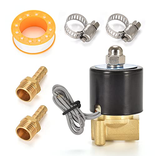 Brass Electric Solenoid Valve 12V 1/4"（inch） Pneumatic Air Valve Normally Colsed for Water Air Gas Fuel Oil - size: 1/4"-12V