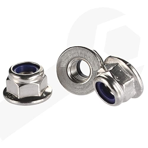 M4-0.7 Flanged Nylon Insert Lock Nuts Flange Locknuts, 304 Stainless Steel 18-8 Bright Finish, DIN 6926, 25 PCS - size: M4