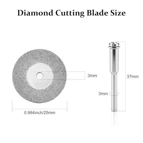 Diamond Cutting Wheel 10 PCS (25mm/1in) Professional with 402 Mandrel 2 PCS for Rotary Tools Cutting Disc Accessories - size: 25mm