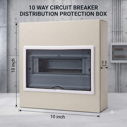 10 Way Steel Circuit Breaker Box,DIN Rail Junction Box - size: 10-way