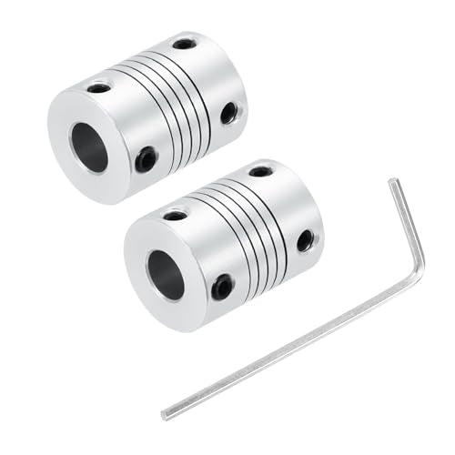 uxcell 2Pcs 6.35mm to 8mm Aluminum Alloy Shaft Coupling L25xD19 Flexible Coupler Beam for 3D Printer CNC Machine DIY Encoders and Motors Shaft,Silver - size: 6.35mm to 8mm