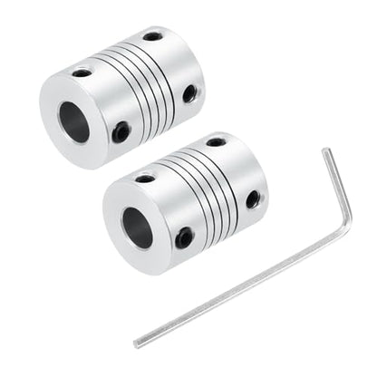 uxcell 2Pcs 6.35mm to 8mm Aluminum Alloy Shaft Coupling L25xD19 Flexible Coupler Beam for 3D Printer CNC Machine DIY Encoders and Motors Shaft,Silver - size: 6.35mm to 8mm