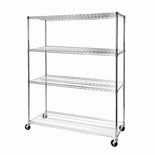 UltraDurable 4-Tier NSF Steel Wire Shelving, 60"W x 24"D x 76"H - color: Steel, size: 4-Tier Shelving, 60" W x 24" D