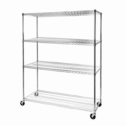 UltraDurable 4-Tier NSF Steel Wire Shelving, 60"W x 24"D x 76"H - color: Steel, size: 4-Tier Shelving, 60" W x 24" D