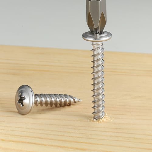 #8×2-1/2" Wood Screws Phillips Modified Truss Head Quick Metal,130Pcs Self Tapping Screws Stainless Steel 410,with Drive Bit - color: Silver Self Tapping, size: 8x2-1/2"