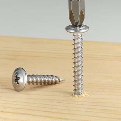 #8×2-1/2" Wood Screws Phillips Modified Truss Head Quick Metal,130Pcs Self Tapping Screws Stainless Steel 410,with Drive Bit - color: Silver Self Tapping, size: 8x2-1/2"