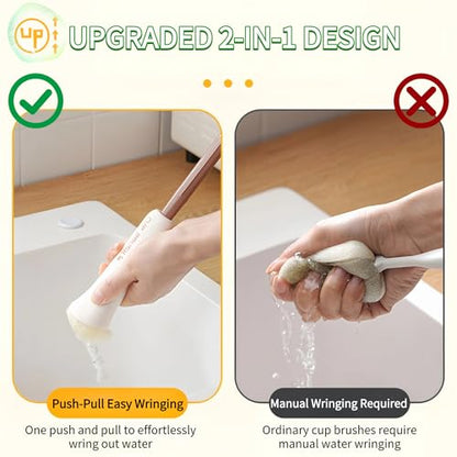 2-Pack 2-in-1 Cup Cleaning Brushes with Sponge Head and Straw Brush