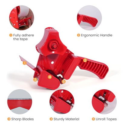 TAPEBEAR Packing Tape with Dispenser, 2.6mil Thick, 1.88" x 55yd