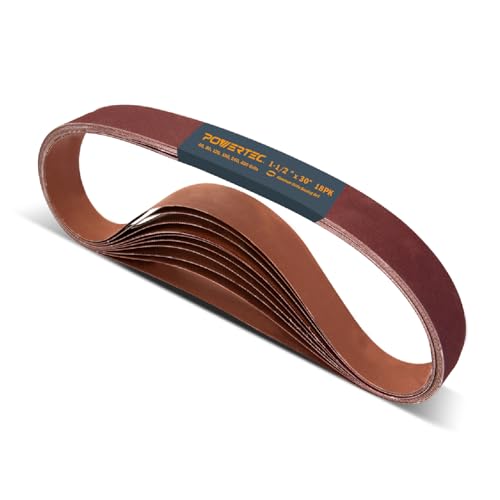 POWERTEC 18PK 1-1/2 x 30 Inch Sanding Belts, 3 Each of 60, 80, 120, 150, 240, 400 Grits, Aluminum Oxide Belt Sander Paper Assortment for Pipe Tube Polisher Sander, Woodworking (111380) - style: 1-1/2 x 30, 60-400 Grit