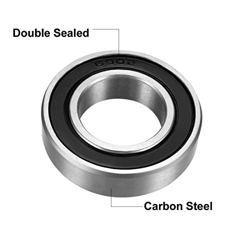 uxcell 6902-2RS Deep Groove Ball Bearing 15mm x 28mm x 7mm Double Sealed Carbon Steel Bearings 8pcs - size: 15mmx28mmx7mm