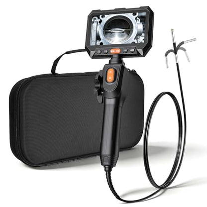 VEVOR Articulating Borescope with 0.15" Ultra Slim Lens, Two-Way Articulated Endoscope with Light, 5" HD IPS Screen, 8X Zoom, 5000mAh Inspection Camera for Auto, Tight Mechanical Spaces - size: 0.15-inch Probe