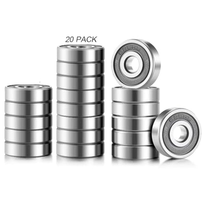 20 Pack 625 2RS Ball Bearings – Bearing Steel and Double Rubber Sealed Miniature Deep Groove Ball Bearings (5mm x 16mm x 5mm)
