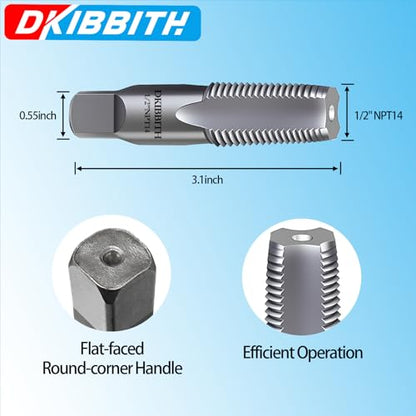 DKIBBITH 1/2" NPT Pipe Tap Carbon Steel Hand Threading Tool for Assorted Plumbers Mechanics DIY Thread cutting tools. - size: 1/2"