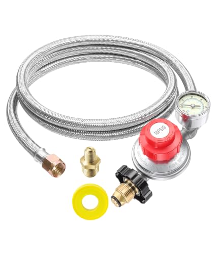 DPB 6FT Adjustable High Pressure Braided Propane Regulator with Hose - size: 6FT