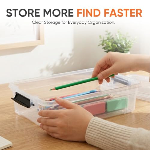 Superio 2.3 Quart Clear Plastic Storage Containers with Lids, Stackable Organizer Bins, BPA-Free Storage Boxes for Home, Office, Dorm & Classroom, 1 Pack - size: 2.3 Quart