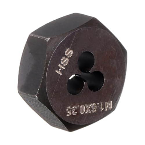 HARFINGTON Hex Threading Die M1.6 x 0.35 Metric Thread Right Hand High Speed Steel Rethreading Fixed Die Screw Cutting Tapping Repair Tool - size: M1.6 x 0.35