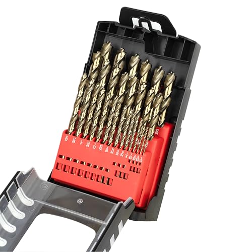 29-Piece Cobalt Drill Bit Set Heavy-Duty Drill Bits for Steel, Hard Metal, Cast Iron (29pcs) - size: Various Sizes (29-Piece Set)