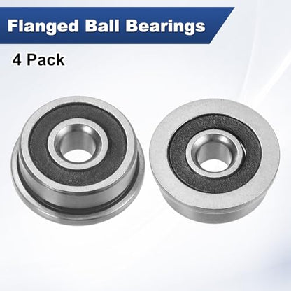 M METERXITY 4-Pack F623-2RS Flanged Ball Bearing, 3 x 10 x 4mm Double Rubber Shielded Chrome Steel (GCr15) Flange Rip Bearings for Wheelbarrow/Printer/Fax Machines/Power Tools - size: 3mm x 10mm x 4mm