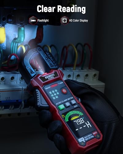 KAIWEETS Smart Digital Clamp Meter, 2026 AI Auto Ranging Multimeter with D-Shaped Jaw, NCV, Inrush, Automatic Measure AC DC Voltage/Current, Continuity, Temperature, Resistance, Capacitance, Diode