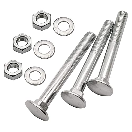 20 Sets Long Square-Neck Carriage Bolts Set,Carriage Bolts Set w/Nuts & Flat Washers,Zinc-Plated,Carbon Steel Grade 4.8,Plain Finish,Partial Threaded(M6-1.0X65mm) - size: M6-1.0X65mm（20 Sets）