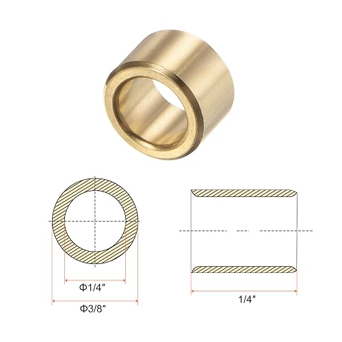 HARFINGTON 2pcs Sleeve Bearings 1/4" Bore 3/8" OD 1/4" Length Wrapped Oilless Bushings Brass Alloy for Transmission Conveyor Systems - size: 1/4" x 3/8" x 1/4"