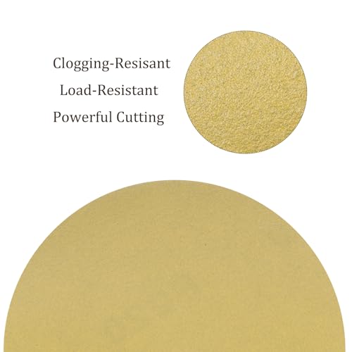 50pcs No Hole Sanding Discs- [ 5 Inch 220 Grit ] Round Hook and Loop Grip Sanding Pads Sheet Sandpaper for Woodworking Metal Polishing Use| Gold, Aluminum Oxide - size: 220 grit