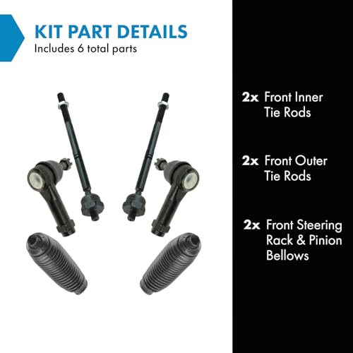 TRQ Front Driver & Passenger Side Inner & Outer Steering Kit Steering Rack - style: PSA30443