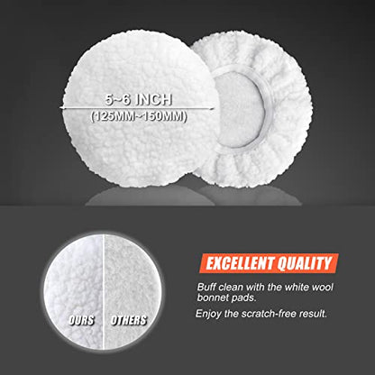 POLIWELL 11 PCS 6 Inch Car Polishing Sponge Pads Kit - size: 6 Inch
