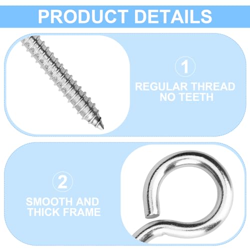 Aovchei Eye Screws, 4 Pcs 6 inches 304 Heavy Duty Screw Hooks - color: 304, size: 6 Inch 4pcs