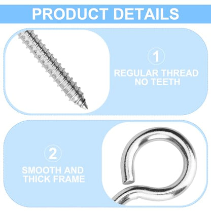 Aovchei Eye Screws, 4 Pcs 6 inches 304 Heavy Duty Screw Hooks - color: 304, size: 6 Inch 4pcs