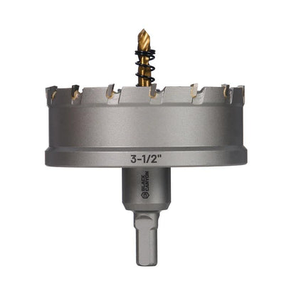 BLACK CANYON 3-1/2" Carbide Hole Saw, Doubling as Hole Saw & Drill bit with 3-Flat Shank and YG10X Carbide Cutter Head. Ideal for Stainless Steel, Aluminum, Carbon Steel - size: 3-1/2 inch