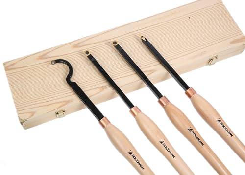 20" Full Size 4 PCS Carbide Wood Lathe Turning Tool Set, Including Swan Neck Hollower, Rougher, Finisher, Detailer, Titanium Coated Carbide Blades 2X Extended Service Life, Beech Wood Handle - size: 20INCH 4PCS