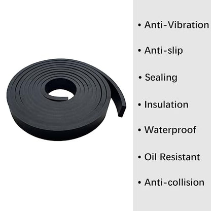 Solid Rubber Strip Roll 1/4 (.25)" Thick X 1" Wide X 10'Long - size: 1"X10'X1/4, style: No Adhesive