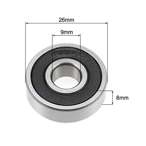 uxcell 629-2RS Deep Groove Ball Bearing 9x26x8mm Double Sealed ABEC-3 Bearings 5-Pack - size: 9mmx26mmx8mm