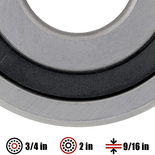 1638-2RS - Premium Deep Groove Radial Ball Bearing 3/4 in x 2 in x 9/16 in (ID x OD x Width) | 19.05 mm x 50.8 mm x 14.288 mm (ID x OD x Width) with Double Rubber Seal - 2-Pack