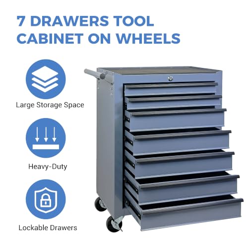 Rolling Metal Tool Chest with 7 Drawers - color: 7-drawer-grey-a