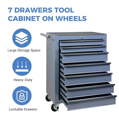 Rolling Metal Tool Chest with 7 Drawers - color: 7-drawer-grey-a