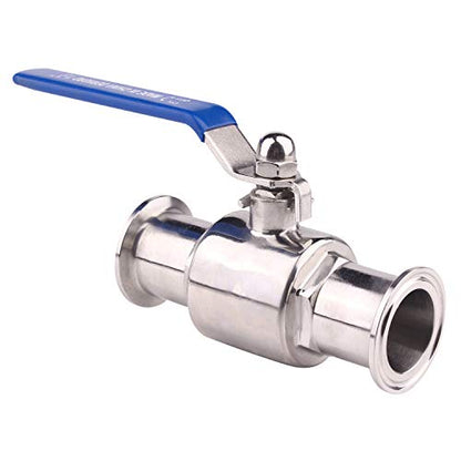 DERNORD 1.5" Tri-Clamp Ball Valve Stainless Steel 304,PTFE Lined. (1.5 inchTube OD) - size: 1.5 inch Tube OD