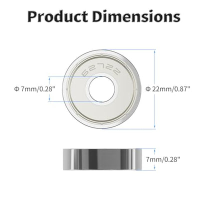 20 Pcs 627ZZ Ball Bearings, Carbon Steel, 7x22x7mm - size: 627ZZ 20Pcs