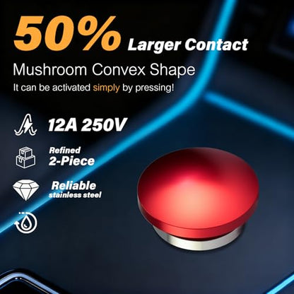 Red 22mm Mushroom Push Button Switch 5A 250V AC/DC Momentary, IP65 Waterproof, Suitable for 12V 24V 36V 110V 250V (2 Pack) - color: Red, size: 22mm
