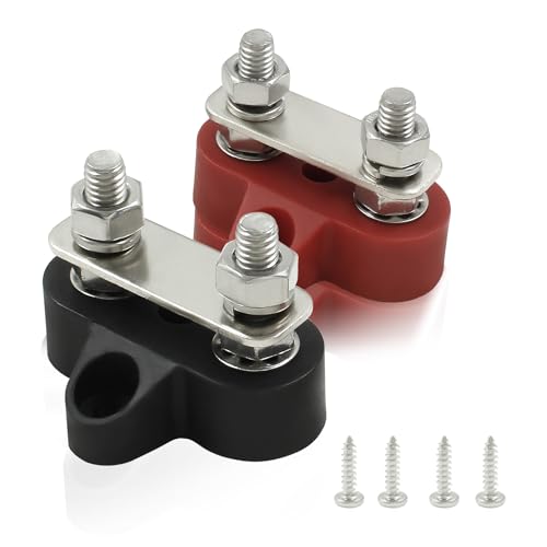 2Pcs Dual Stud Battery Junction Post, Red and Black - size: M6