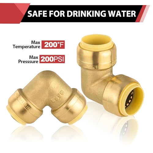 2Pcs EFIELD 3/4-inch 90-Degree Push-Fit Elbow(PF-UNI010-2) - size: 3/4 Inch(P2), style: 90-Degree Elbow