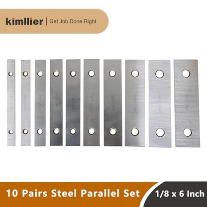 kimllier 10 Pair 1/8 x 6 Inch Steel Parallel Set, Accuracy Gage Gauge Block