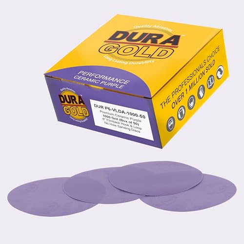 Dura-Gold Premium 1000 Grit 6" Purple Film Ceramic Sanding Discs, Box of 50 - style: 1000 Grit