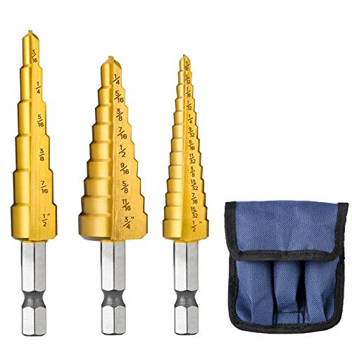 3PCS HSS Step Drill Bit Set for Metal Titanium Unibit - size: 3PCS Set