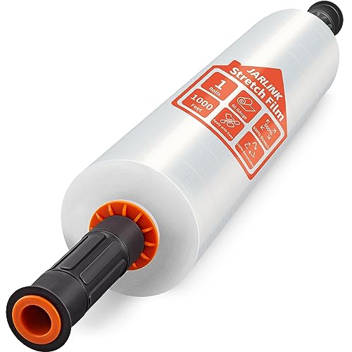 JARLINK Stretch Film, 15" x 1000' Shrink Pallet Wrap W/Handles, 60 Gauge - size: 1 Pack, style: Orange Handles